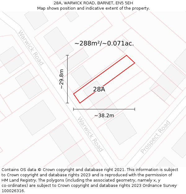 28A, WARWICK ROAD, BARNET, EN5 5EH: Plot and title map