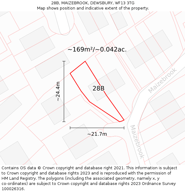 28B, MAIZEBROOK, DEWSBURY, WF13 3TG: Plot and title map