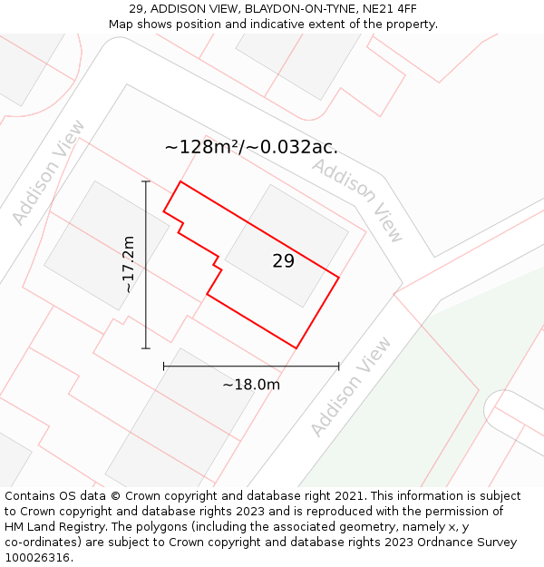 29, ADDISON VIEW, BLAYDON-ON-TYNE, NE21 4FF: Plot and title map