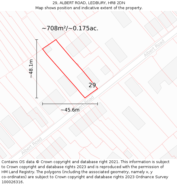 29, ALBERT ROAD, LEDBURY, HR8 2DN: Plot and title map