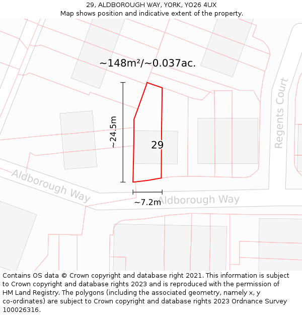 29, ALDBOROUGH WAY, YORK, YO26 4UX: Plot and title map