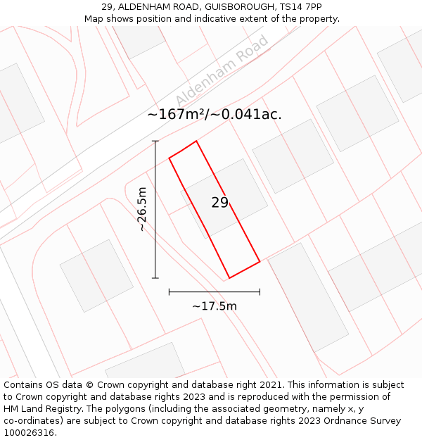 29, ALDENHAM ROAD, GUISBOROUGH, TS14 7PP: Plot and title map
