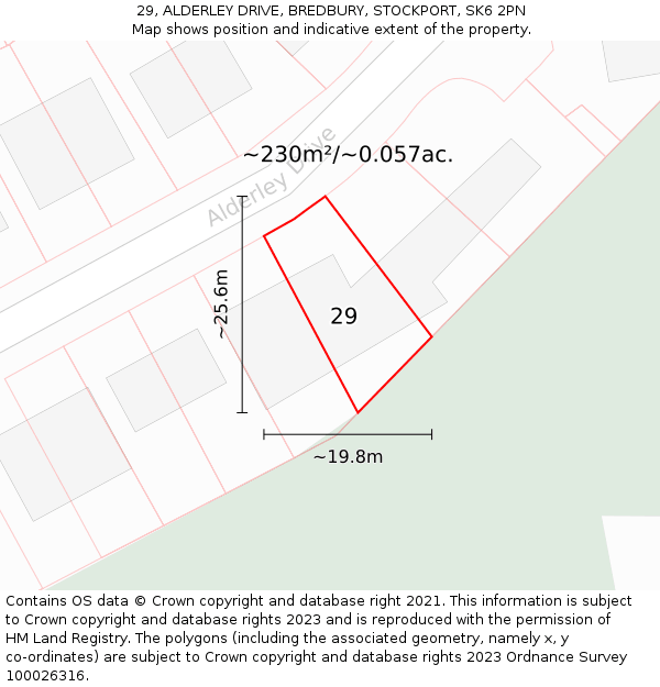 29, ALDERLEY DRIVE, BREDBURY, STOCKPORT, SK6 2PN: Plot and title map