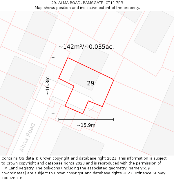29, ALMA ROAD, RAMSGATE, CT11 7PB: Plot and title map