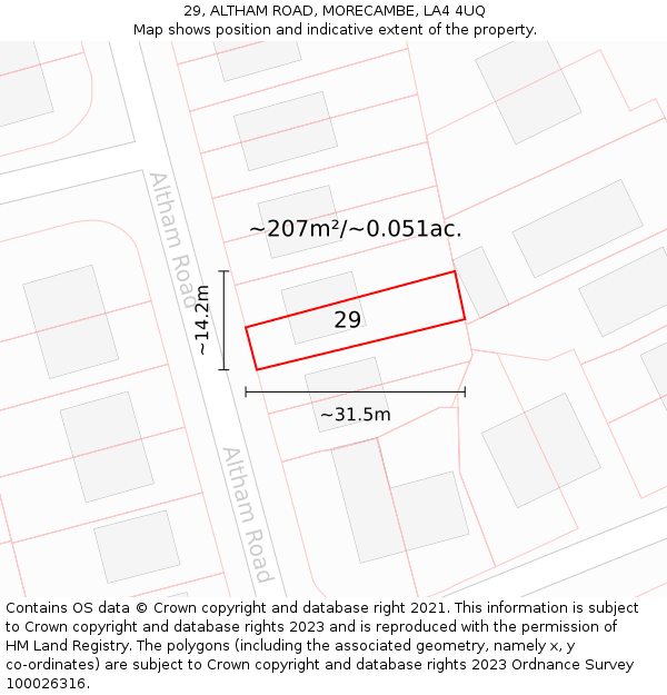 29, ALTHAM ROAD, MORECAMBE, LA4 4UQ: Plot and title map