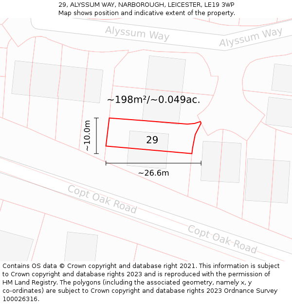 29, ALYSSUM WAY, NARBOROUGH, LEICESTER, LE19 3WP: Plot and title map