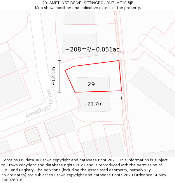 29, AMETHYST DRIVE, SITTINGBOURNE, ME10 5JR: Plot and title map