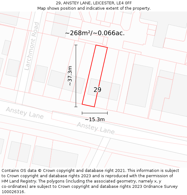29, ANSTEY LANE, LEICESTER, LE4 0FF: Plot and title map