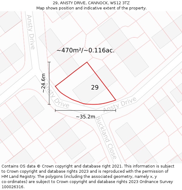 29, ANSTY DRIVE, CANNOCK, WS12 3TZ: Plot and title map