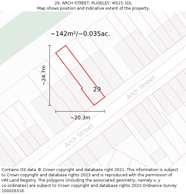 29, ARCH STREET, RUGELEY, WS15 1DL: Plot and title map