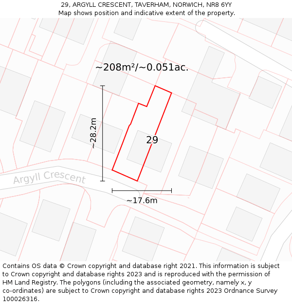 29, ARGYLL CRESCENT, TAVERHAM, NORWICH, NR8 6YY: Plot and title map