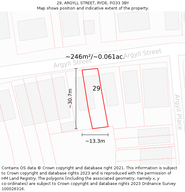 29, ARGYLL STREET, RYDE, PO33 3BY: Plot and title map