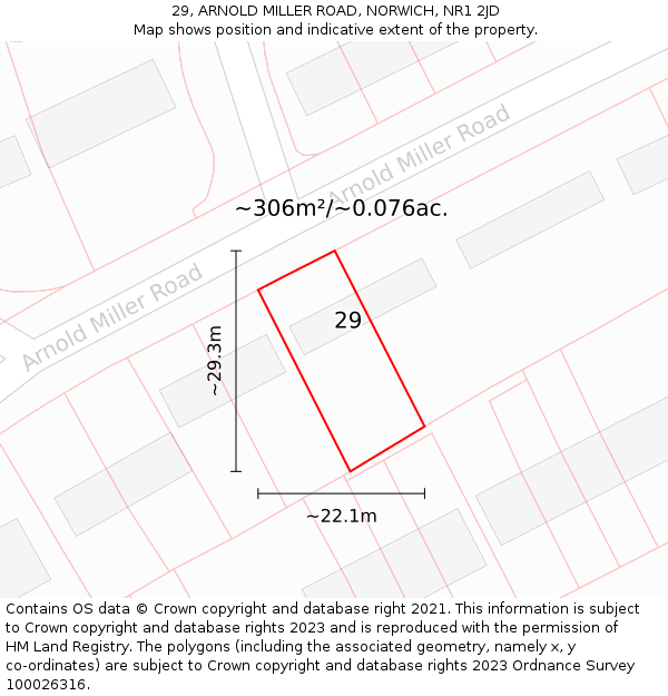 29, ARNOLD MILLER ROAD, NORWICH, NR1 2JD: Plot and title map