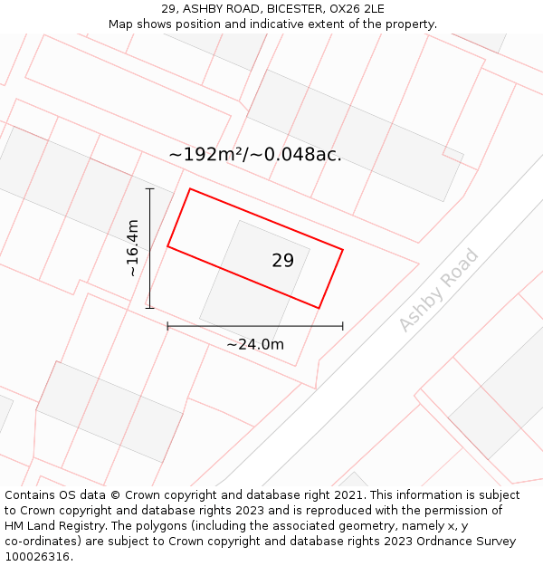 29, ASHBY ROAD, BICESTER, OX26 2LE: Plot and title map