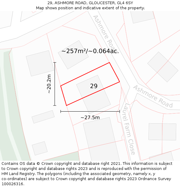 29, ASHMORE ROAD, GLOUCESTER, GL4 6SY: Plot and title map
