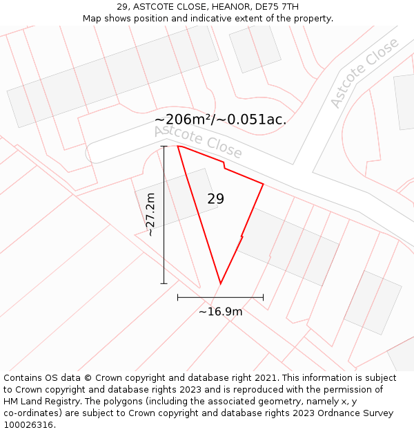 29, ASTCOTE CLOSE, HEANOR, DE75 7TH: Plot and title map