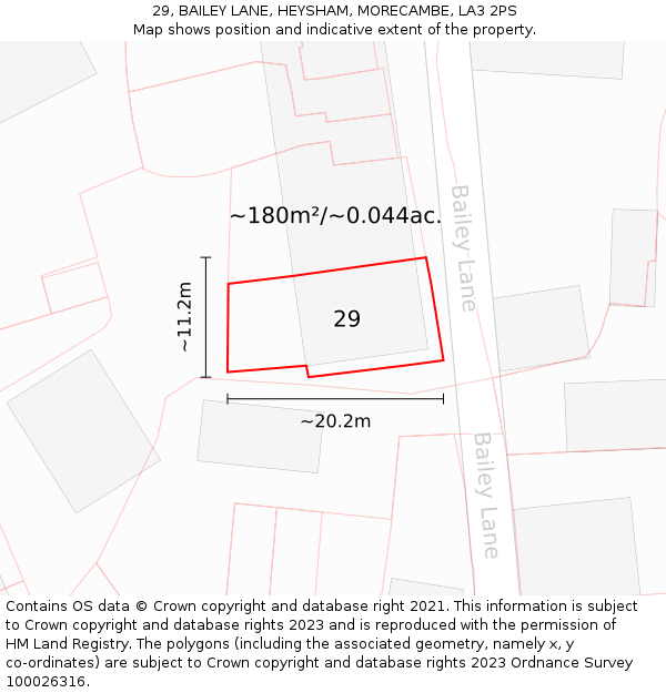 29, BAILEY LANE, HEYSHAM, MORECAMBE, LA3 2PS: Plot and title map
