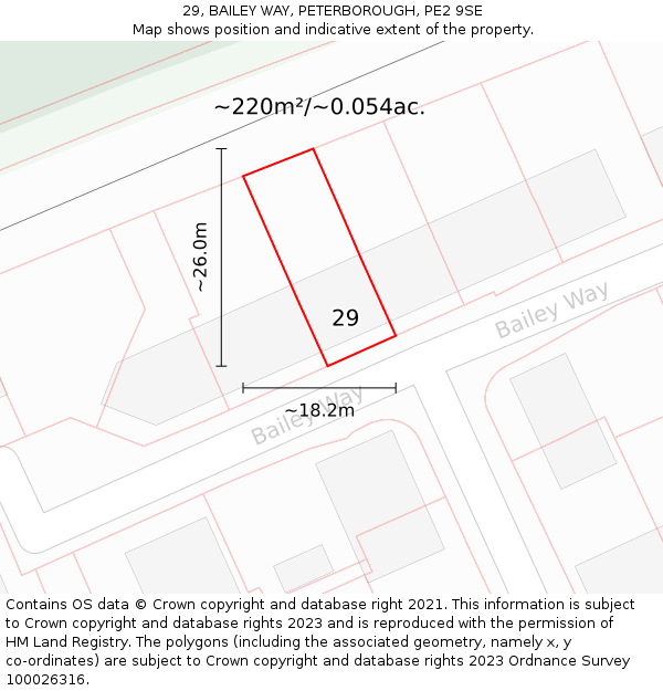 29, BAILEY WAY, PETERBOROUGH, PE2 9SE: Plot and title map