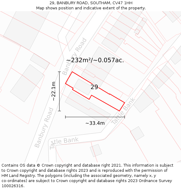 29, BANBURY ROAD, SOUTHAM, CV47 1HH: Plot and title map