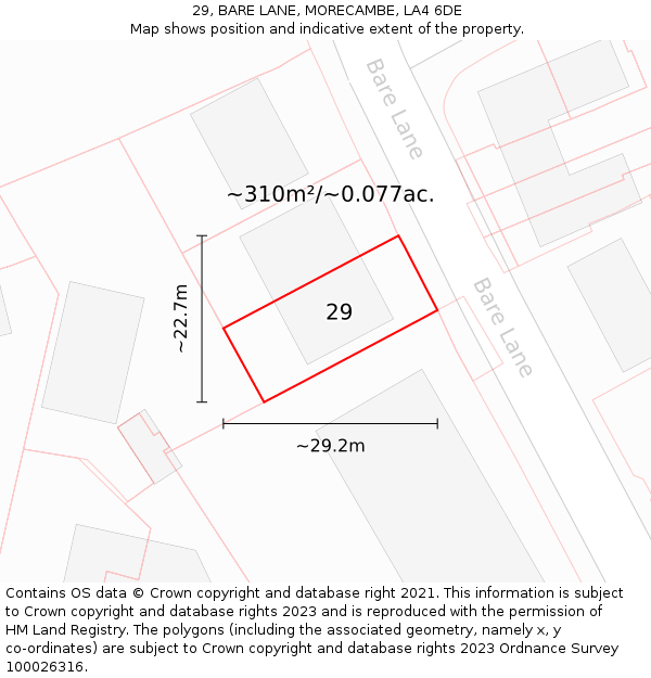 29, BARE LANE, MORECAMBE, LA4 6DE: Plot and title map