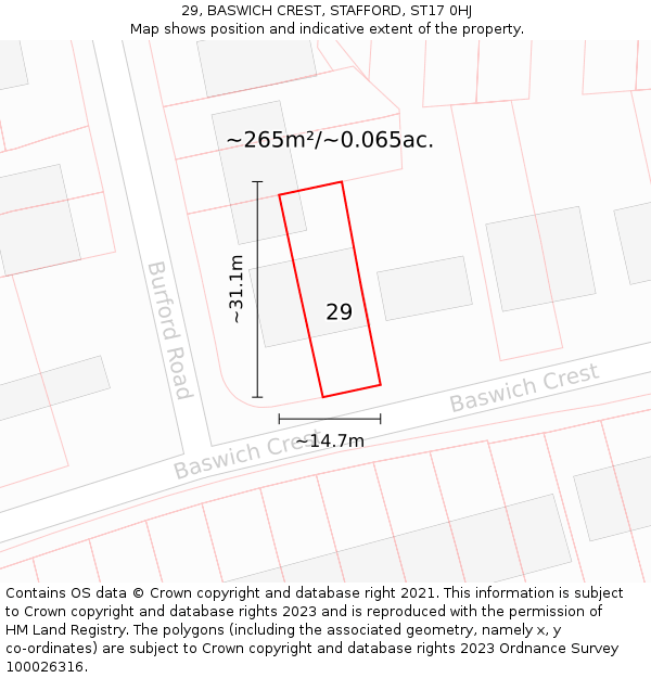 29, BASWICH CREST, STAFFORD, ST17 0HJ: Plot and title map