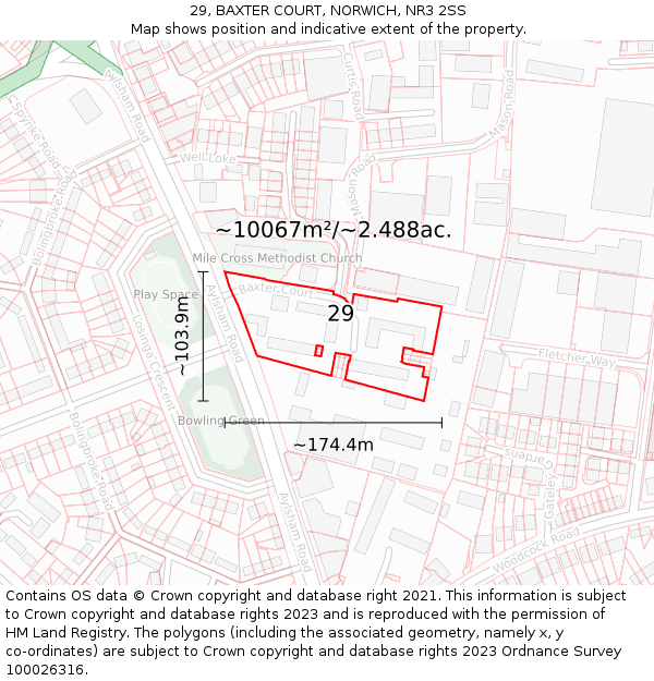 29, BAXTER COURT, NORWICH, NR3 2SS: Plot and title map