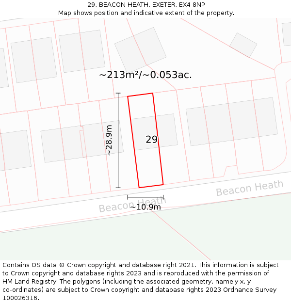29, BEACON HEATH, EXETER, EX4 8NP: Plot and title map