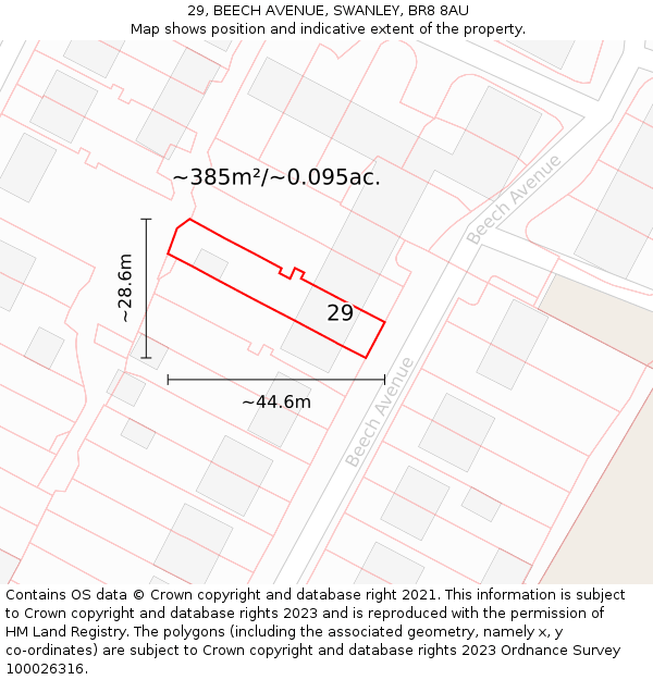 29, BEECH AVENUE, SWANLEY, BR8 8AU: Plot and title map