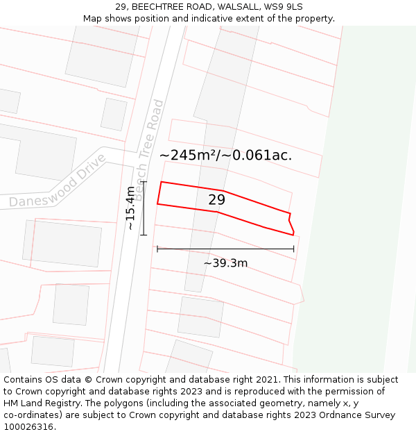 29, BEECHTREE ROAD, WALSALL, WS9 9LS: Plot and title map