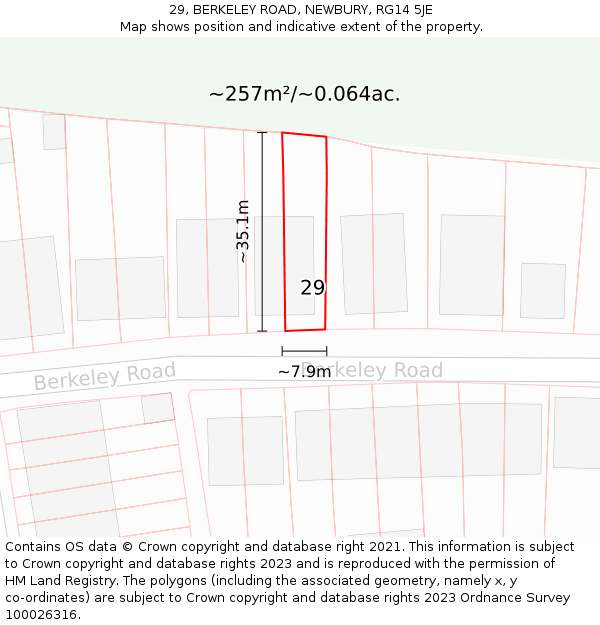 29, BERKELEY ROAD, NEWBURY, RG14 5JE: Plot and title map