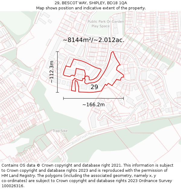 29, BESCOT WAY, SHIPLEY, BD18 1QA: Plot and title map