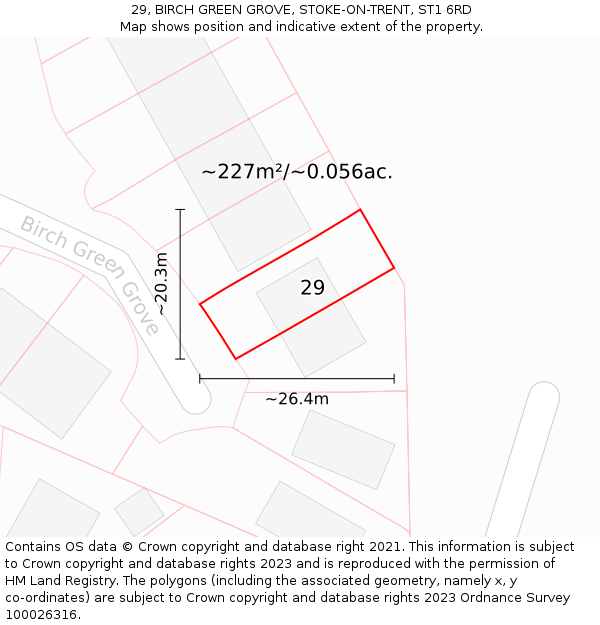 29, BIRCH GREEN GROVE, STOKE-ON-TRENT, ST1 6RD: Plot and title map