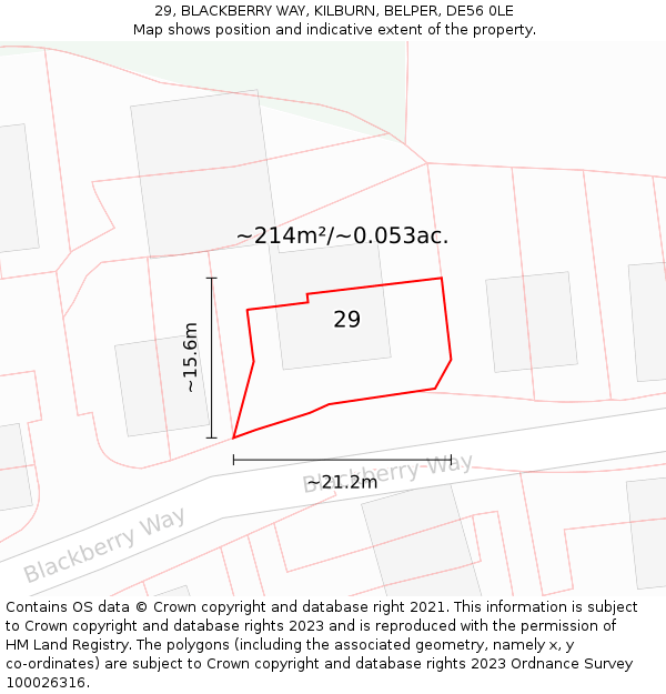 29, BLACKBERRY WAY, KILBURN, BELPER, DE56 0LE: Plot and title map