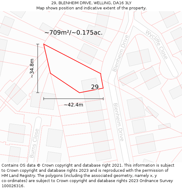 29, BLENHEIM DRIVE, WELLING, DA16 3LY: Plot and title map