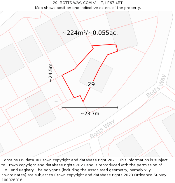 29, BOTTS WAY, COALVILLE, LE67 4BT: Plot and title map