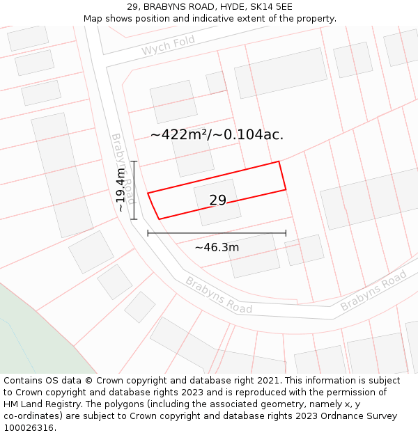 29, BRABYNS ROAD, HYDE, SK14 5EE: Plot and title map