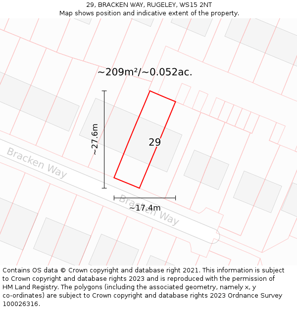 29, BRACKEN WAY, RUGELEY, WS15 2NT: Plot and title map