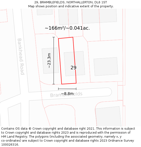29, BRAMBLEFIELDS, NORTHALLERTON, DL6 1ST: Plot and title map