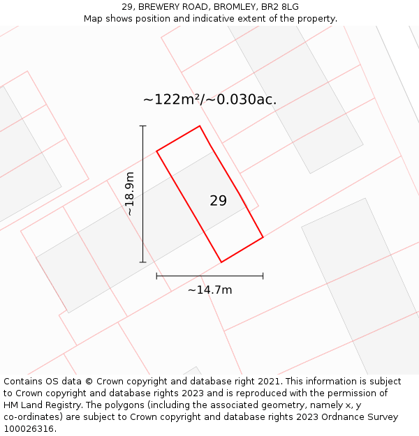 29, BREWERY ROAD, BROMLEY, BR2 8LG: Plot and title map