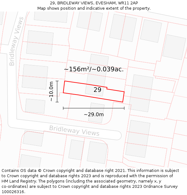 29, BRIDLEWAY VIEWS, EVESHAM, WR11 2AP: Plot and title map