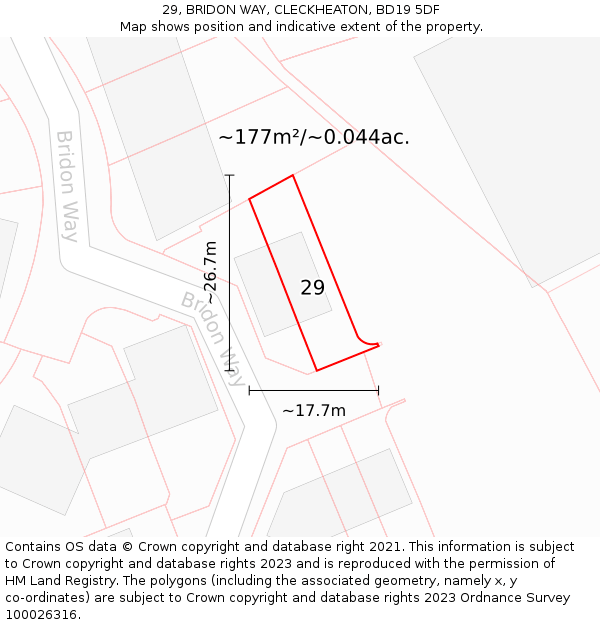 29, BRIDON WAY, CLECKHEATON, BD19 5DF: Plot and title map