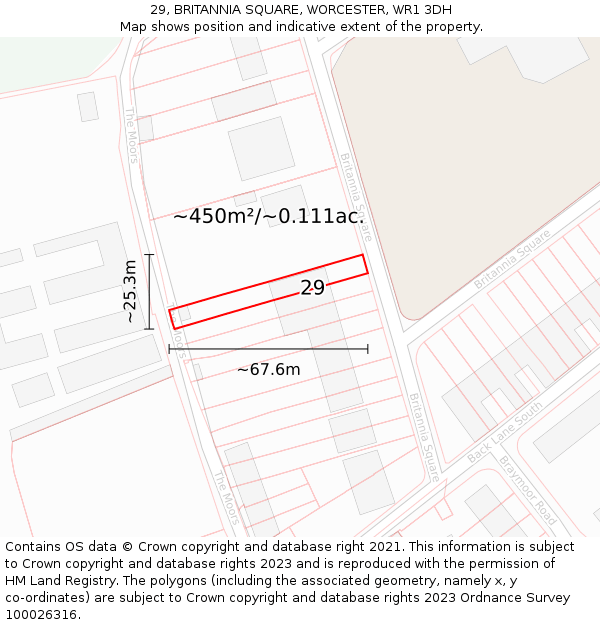 29, BRITANNIA SQUARE, WORCESTER, WR1 3DH: Plot and title map
