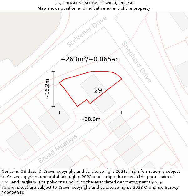 29, BROAD MEADOW, IPSWICH, IP8 3SP: Plot and title map