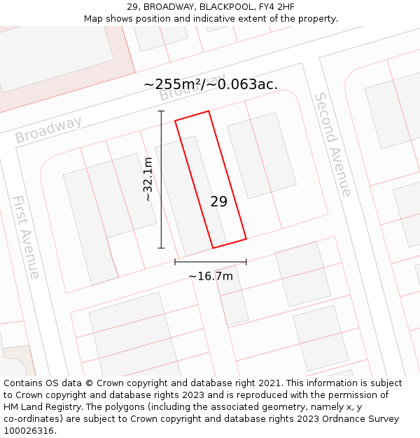 29, BROADWAY, BLACKPOOL, FY4 2HF: Plot and title map