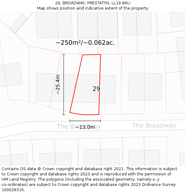 29, BROADWAY, PRESTATYN, LL19 8AU: Plot and title map