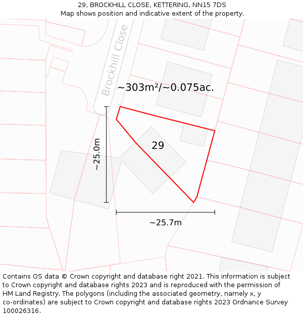 29, BROCKHILL CLOSE, KETTERING, NN15 7DS: Plot and title map