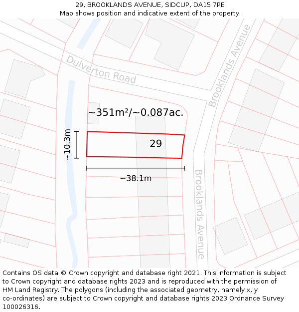 29, BROOKLANDS AVENUE, SIDCUP, DA15 7PE: Plot and title map