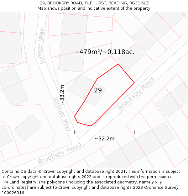 29, BROOKSBY ROAD, TILEHURST, READING, RG31 6LZ: Plot and title map