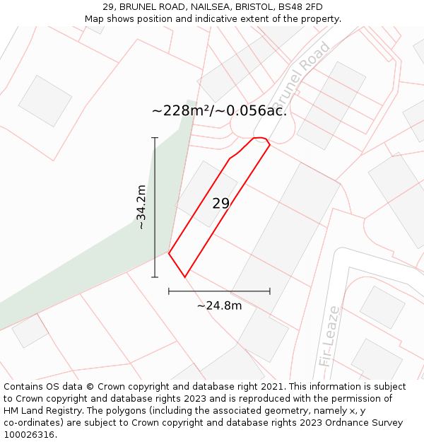 29, BRUNEL ROAD, NAILSEA, BRISTOL, BS48 2FD: Plot and title map