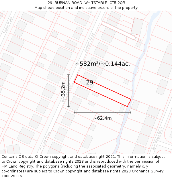 29, BURNAN ROAD, WHITSTABLE, CT5 2QB: Plot and title map